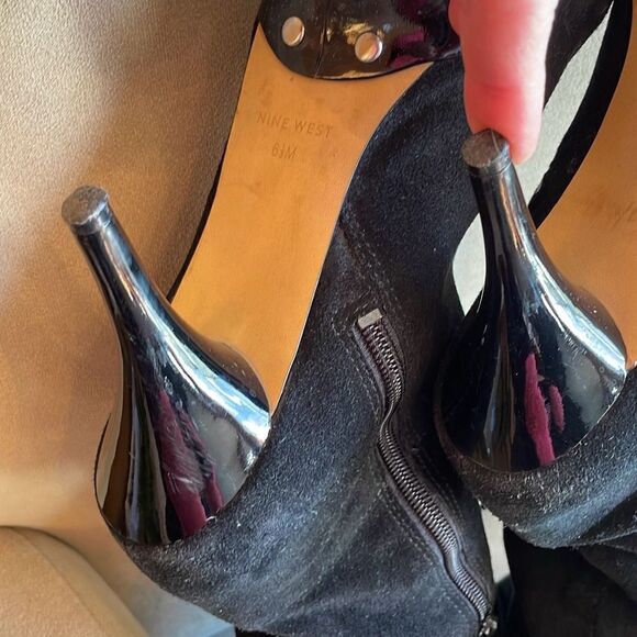 Nine West Destry Black Suede Over The Knee OTK Boots 6.5 - Picture 8 of 13